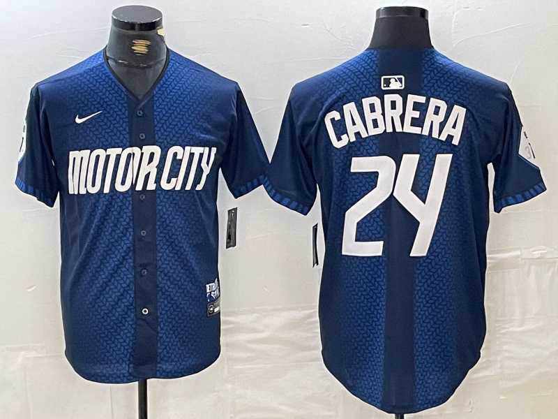 Mens Detroit Tigers #24 Miguel Cabrera Navy 2024 City Connect Cool Base Limited Stitched Jersey